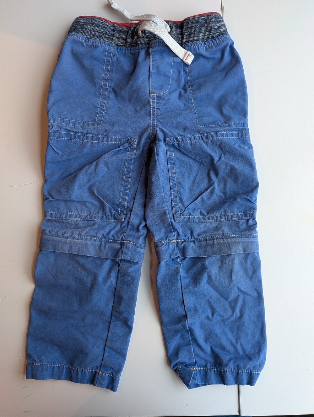 Mini Boden Boys Blue Convertible Zip-Off Cargo Pants Shorts - Size 3Y